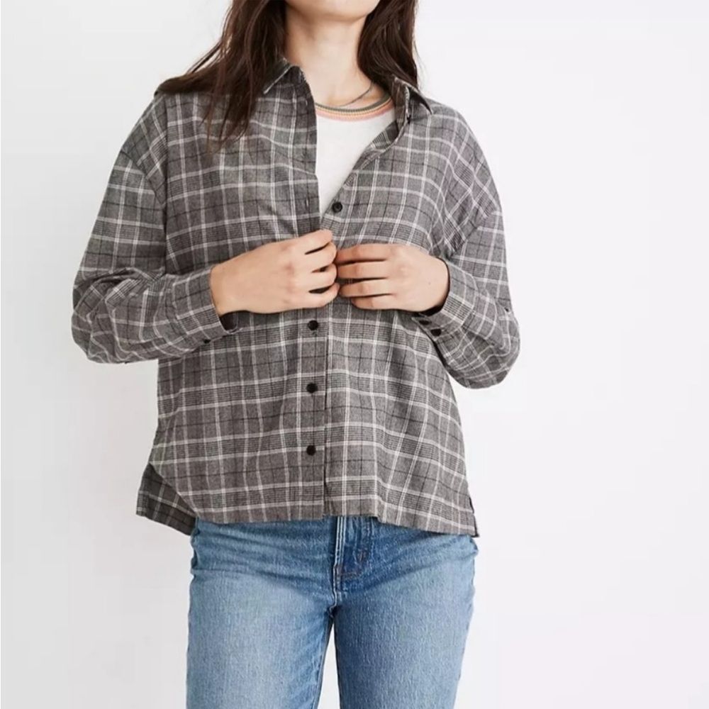 Madewell Plaid Westlake Shirt Button Up Gray S - Picture 2 of 8